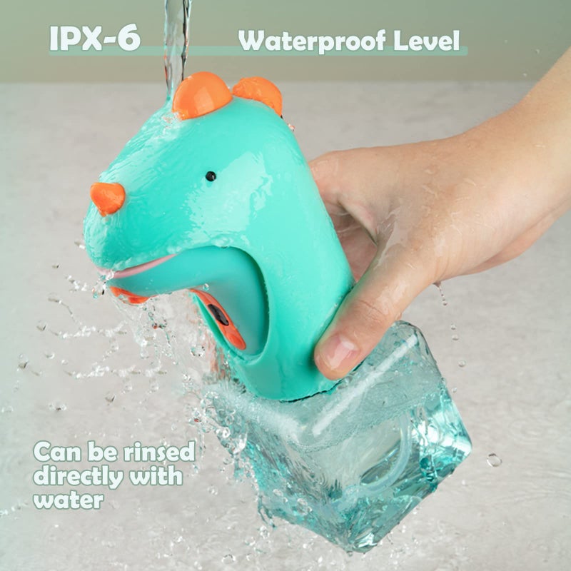 Seawah موزع صابون أوتوماتيكي من Seawah، موزع صابون رغوي بدون لمس للأطفال، IPX6 مقاوم للماء لطيف على شكل ديناصور، موزع صابون يدوي ذكي للحمام، هدايا ممتعة للأطفال (8.7 أونصة) - Image 3